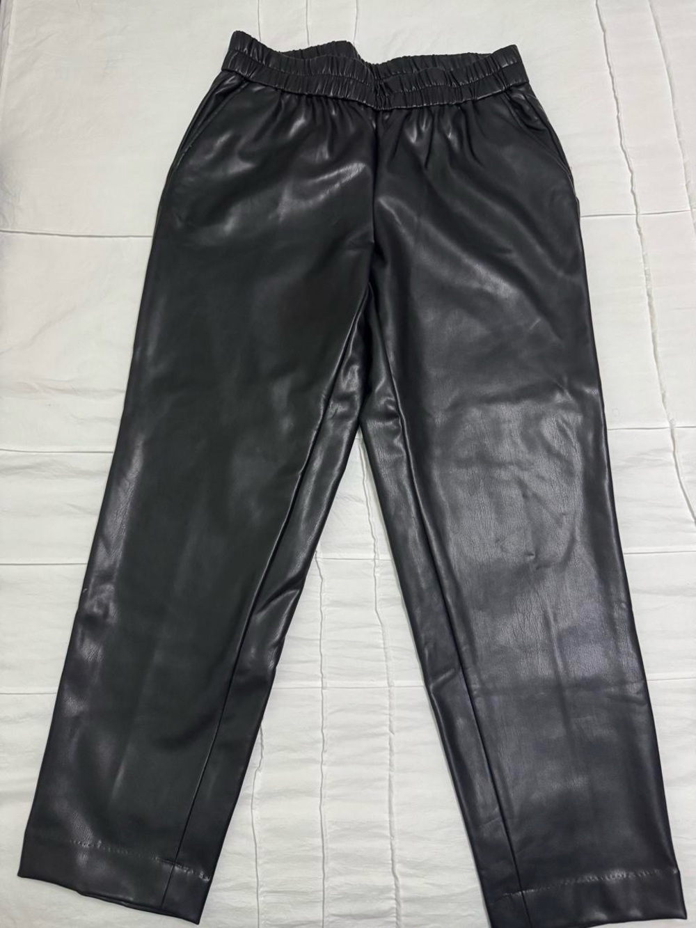 Anne Klein Black Faux Leather Jogger Pants